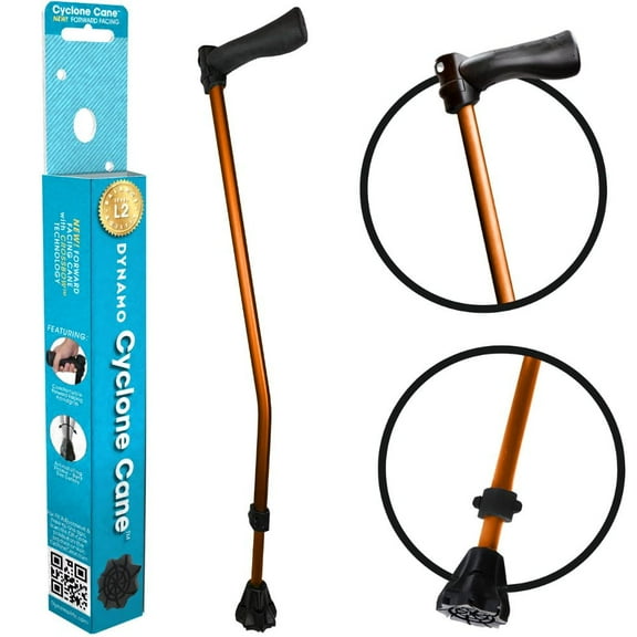 Dynamo Cyclone Cane - The Best Cane Ever - Designed for Stability and Balance - Standard and Adjustable Walking Cane, Heavy Duty, Travel-Friendly and Stylish - for Seniors, Men, and Women (ORANGE)