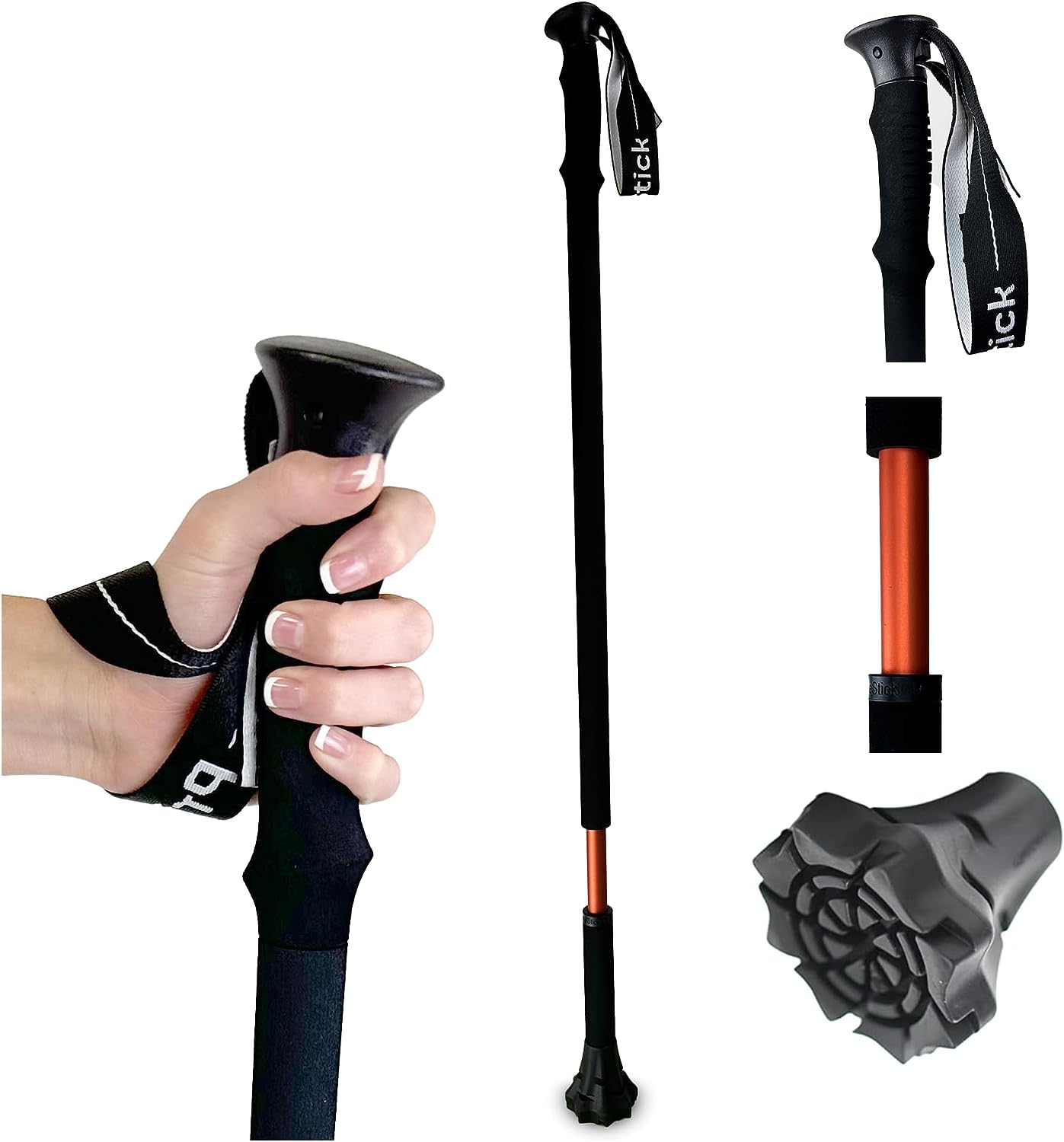 Dynamo Prime Stick Cane - Experience Better Balance, Posture & Mobility - Lightweight, Convenient, Adjustable Walking Cane for Seniors, Men & Women - Perfect for Hiking, Walking & Trekking (ORANGE)