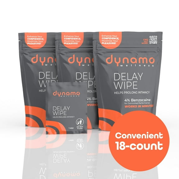 Dynamo Wellness Benzocaine Delay Wipes, 18 Count