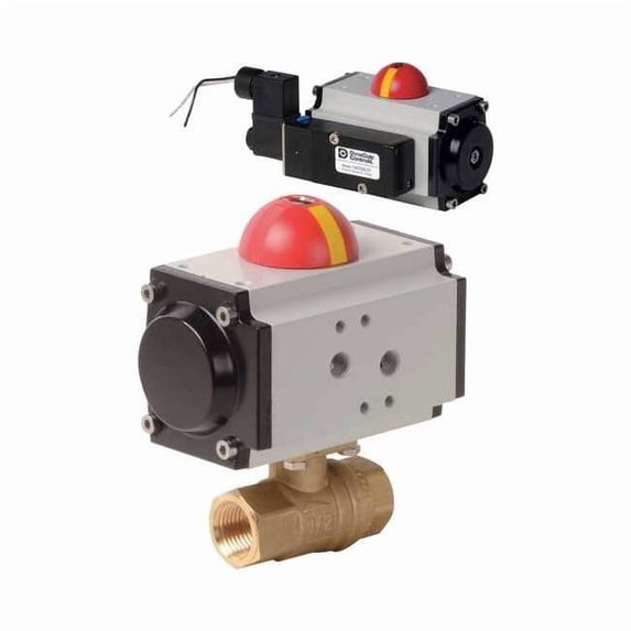 Dynaquip Controls 1/2" FNPT Brass Pneumatic Ball Valve Inline PHG23ATSR05210A