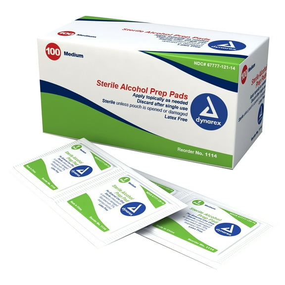 Dynarex 1114 Alcohol Prep Pad Sterile Medium (Set of 200)