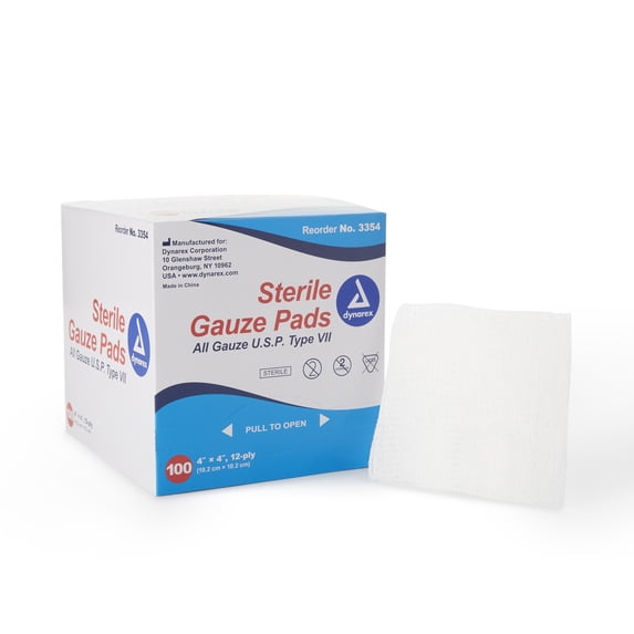 Dynarex 12-Ply Gauze Sponge Sterile 4 x 4" 12 Box(es) 100 per Box