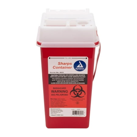 Dynarex 2 Quart Medical Grade Sharps Needle Container, RED, DYX-4623