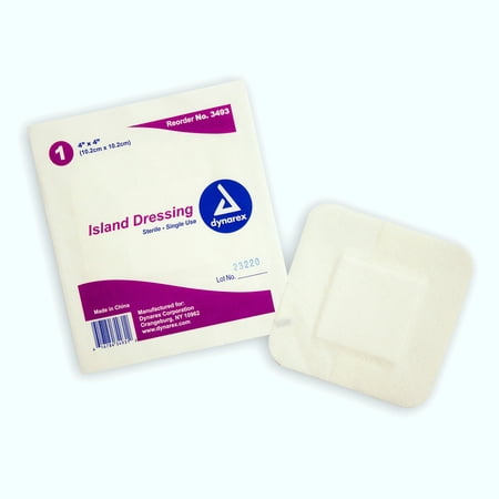 Dynarex 3493 Island Dressing Sterile, 4 in. x 4 in. (Pack of 3)