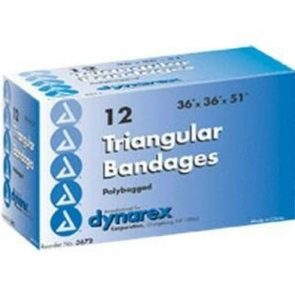 Dynarex 3672 Triangular Bandage Cotton. Box of 12