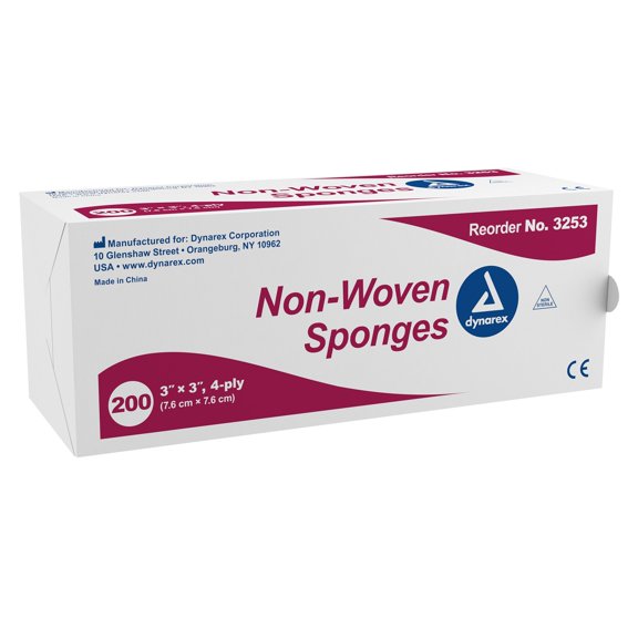 Dynarex 4-Ply Non-woven Gauze Sponge NonSterile 3 x 3" 1 Box(es) 200 per Box