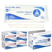 Dynarex 6-Inch Non-Sterile Cotton Tipped Applicators - Single-Use Wooden Cotton Tip Applicators for Wound Care, Dressing, Hygiene, Makeup, Cleaning, Jewelry - 1000 per Box, 10 Boxes