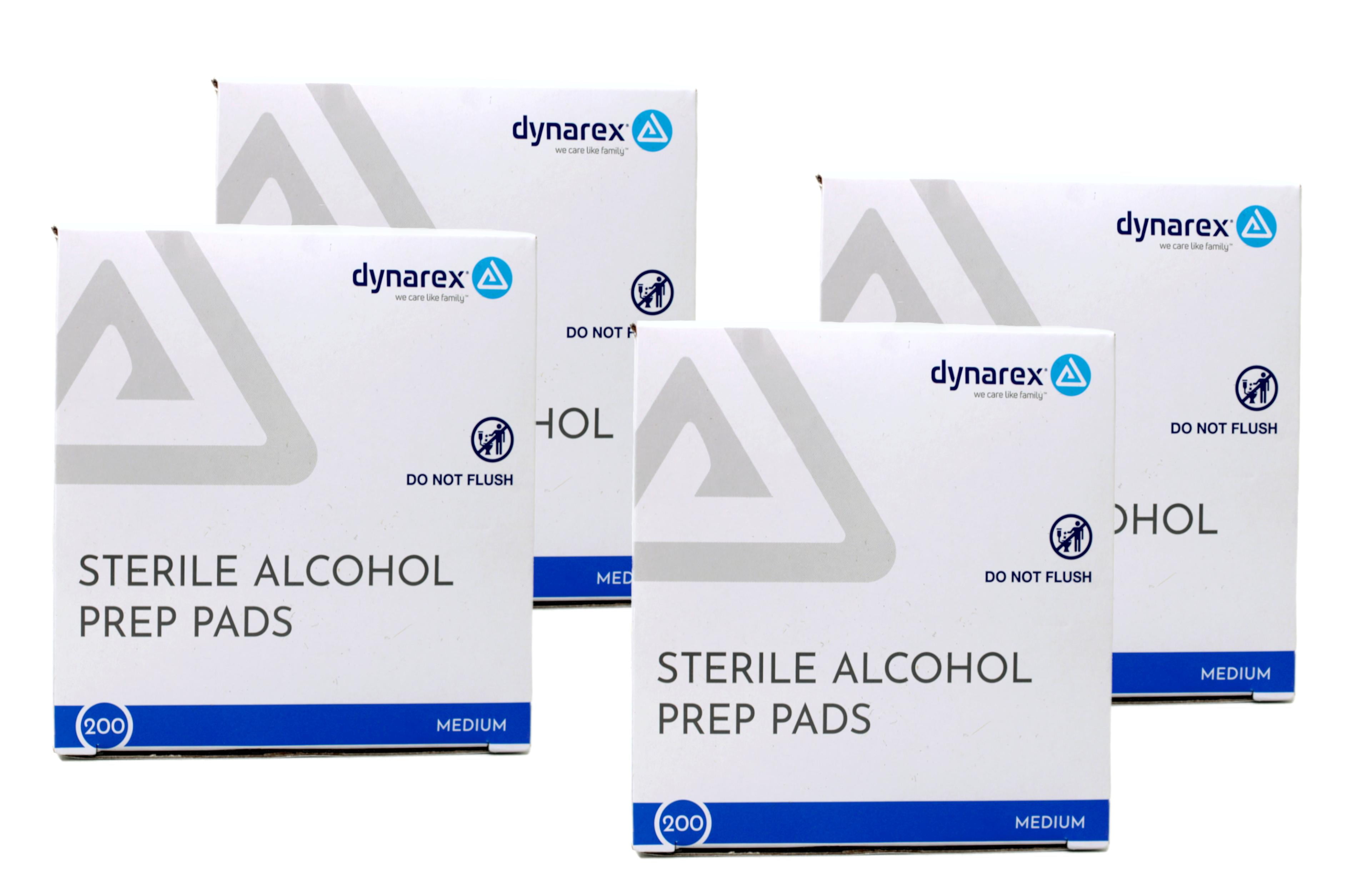 Dynarex 70% Isopropyl Alcohol Sterile Prep Pads, Medium, 200 Ct, 4 Pack
