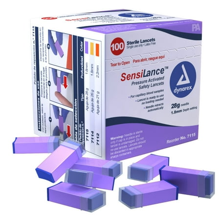 SensiLance Fixed Depth Lancet Safety Lancet 28 Gauge Needle 1.8 mm Depth 1 Box(s), 100 /Box