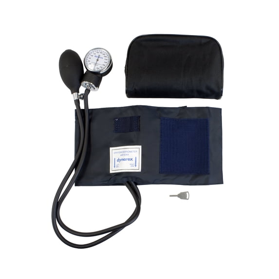 Dynarex Adult Cuff Arm Aneroid Sphygmomanometer Unit 2-Tubes Black 10 per Case