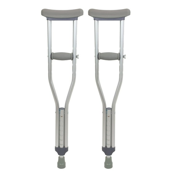 Dynarex Aluminum Crutches-Child, 4'0"-4'6", Push-Button Height Adjustment, 350 lb. Capacity, 1 Pair