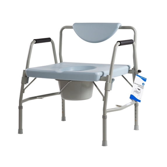 Dynarex Bariatric Drop Arm Commode, 650 lb Weight Capacity, Heavy-Duty Steel Frame, Portable, Grey