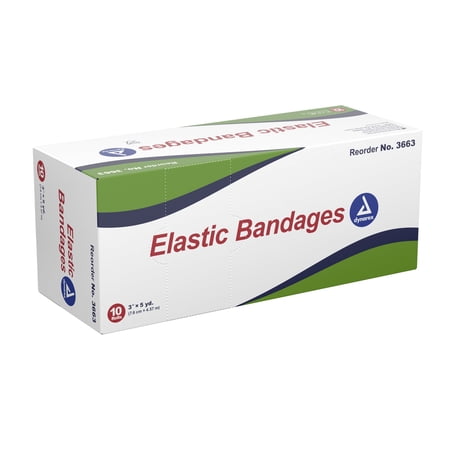 Dynarex Clip Detached Closure Elastic Bandage, 3 Inch x 4-1/2 Yard, Dynarex 3663, 1 Count