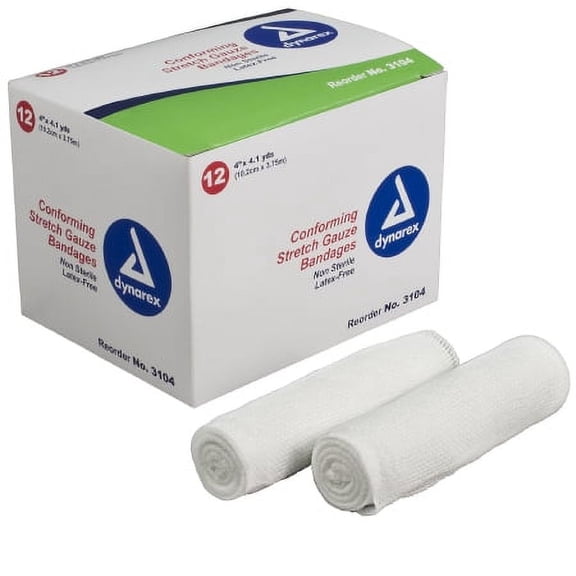Conforming Bandage Dynarex Polyester  4 Inch X 4.1 Yard Roll NonSterile - 24 Count