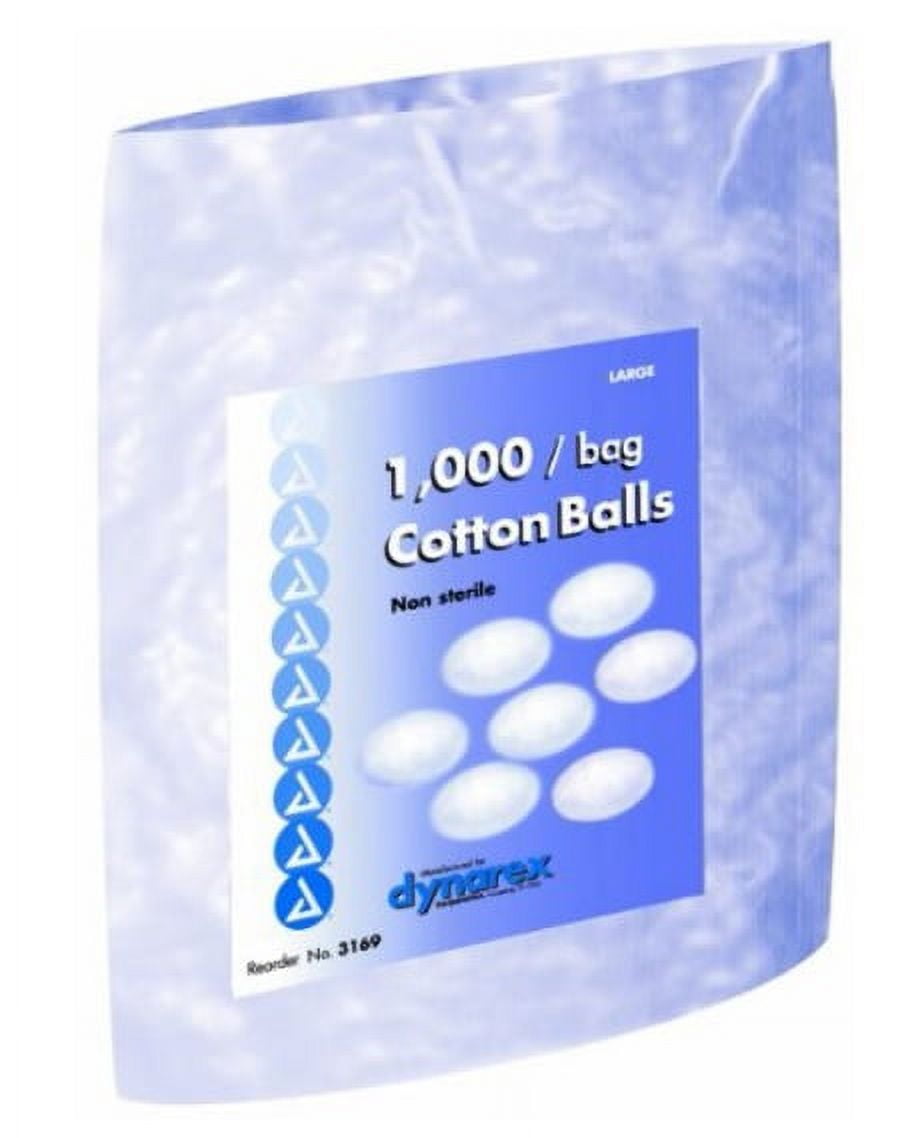Dynarex Cotton Ball Large, Non-Sterile, 1,000 Count (Pack of 2) 