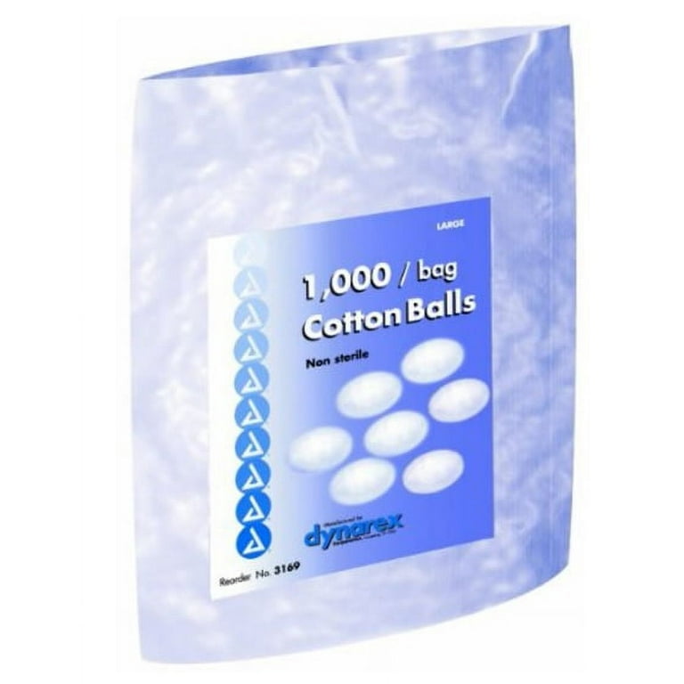 Dynarex Cotton Ball Large, Non-Sterile, 1,000 Count (Pack of 2