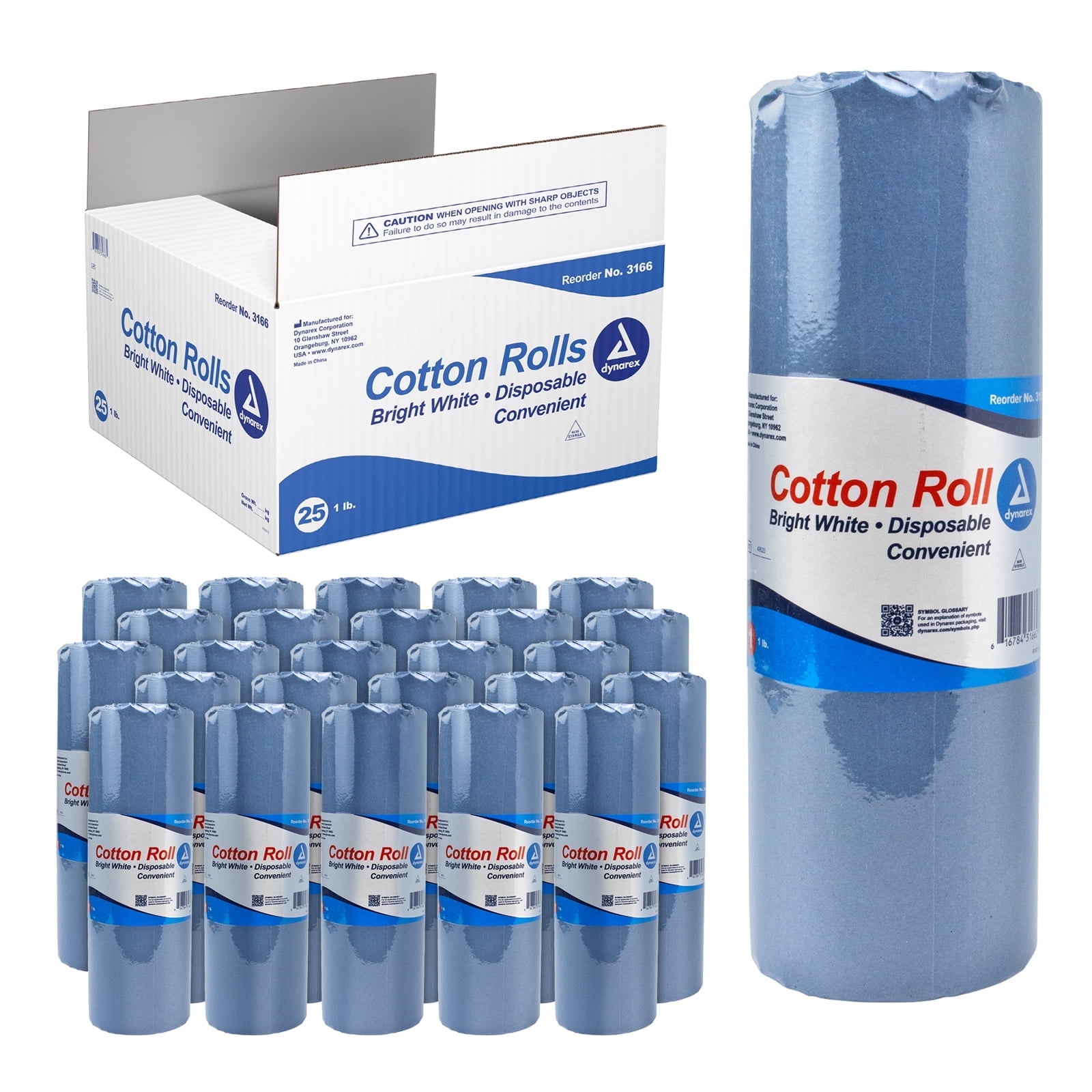 Dynarex Cotton Roll, Non-Sterile, Soft and Absorbent Cotton, Perfect for Estheticians and Multiple Uses, 12” x 56", White, 1 Case of 25 Rolls