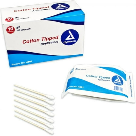 Dynarex Cotton Tipped Applicators, 3 Inches, 1000 Count