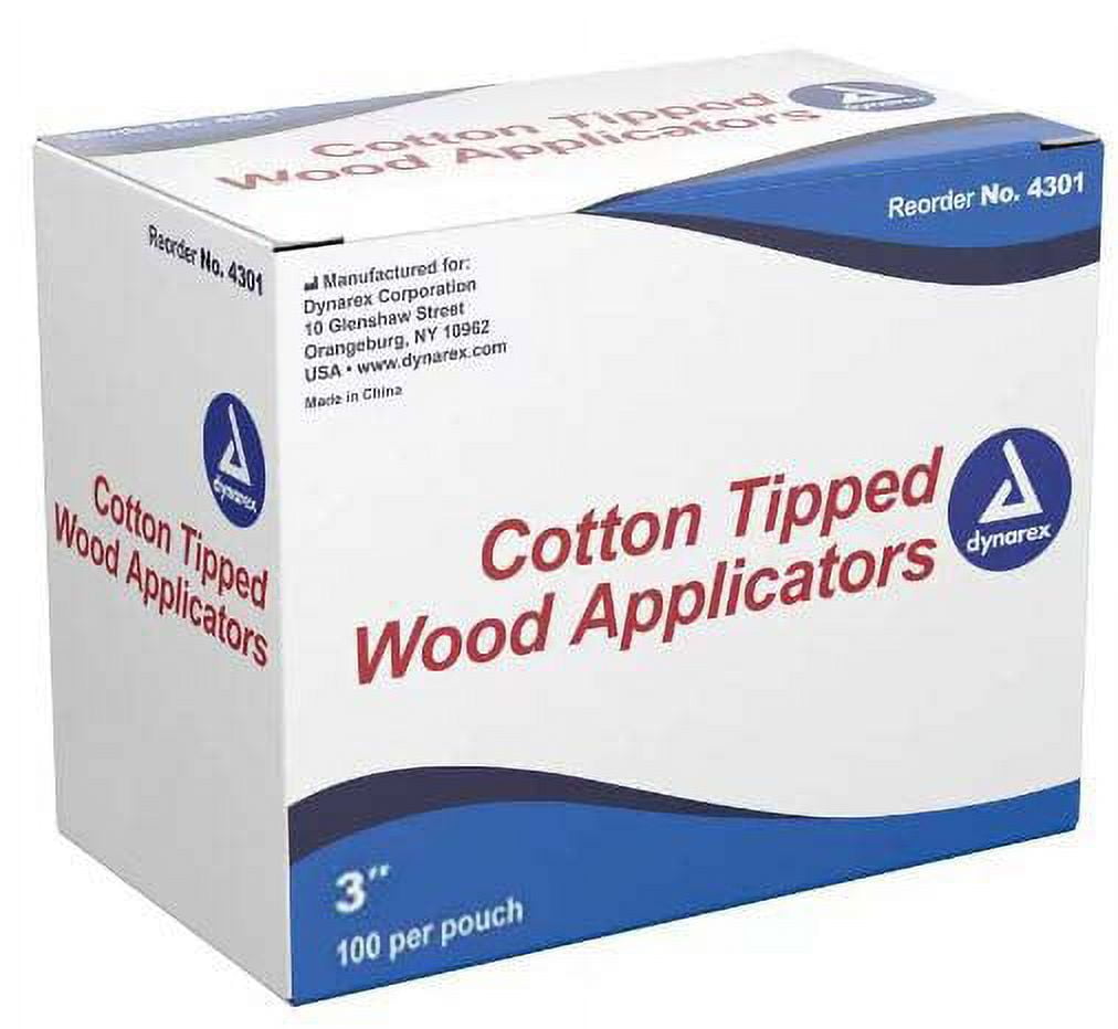 Dynarex Cotton Tipped Applicators, 3" NonSterile Wood Applicator with