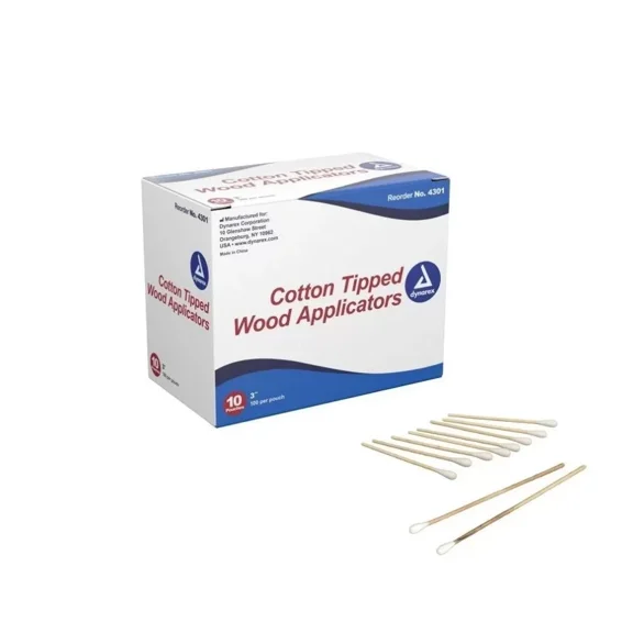 Dynarex Cotton Tipped Applicators, 3" Non-Sterile Wood Applicator with Absorbent Cotton Tip - 400 Pieces - MS-50330
