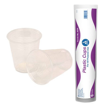 Dynarex Disposable Clear Drinking Cups - Single Use Plastic Cups For Office, Hospital, Clinic - With Rolled Rim, Ribbed Center - 3Oz, Bulk Supplies Box Of 100