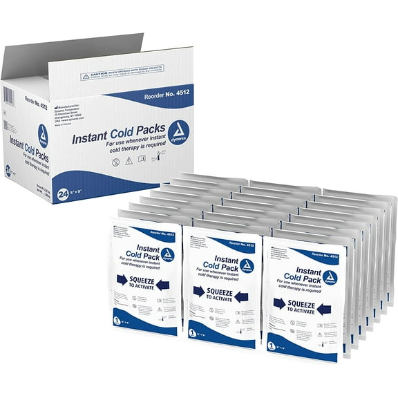 Dynarex Disposable Ice Packs for Injuries and First Aid, 5 x 9 Inch, 48 Count