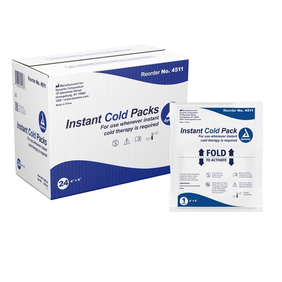 Dynarex Disposable Plastic / Calcium Ammonium Nitrate / Water 4 x 5" Instant Cold Pack 4511 24 per Case