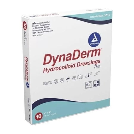 Dynarex DynaDerm Hydrocolloid Dressing 4" x 4" Sterile (40 Pads)