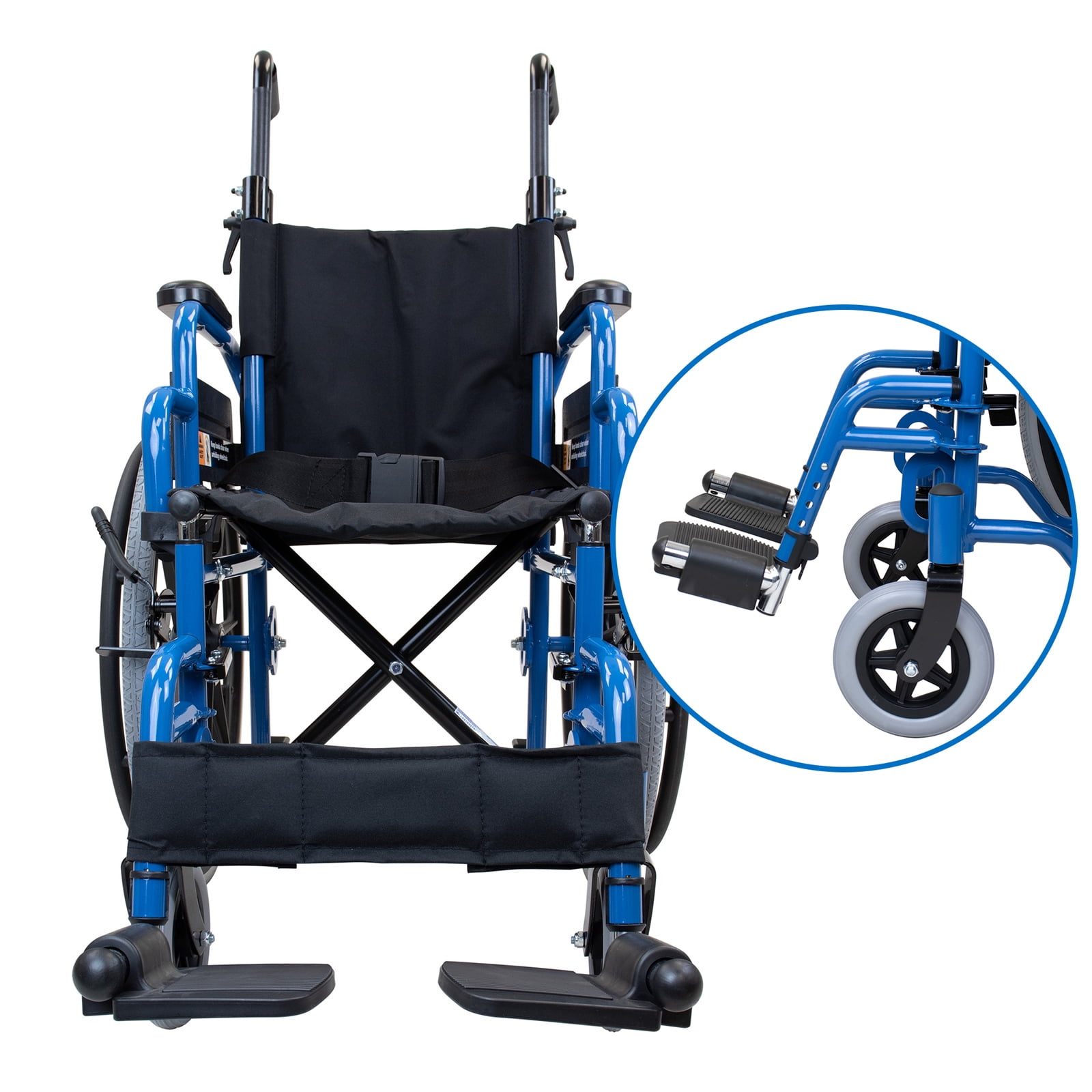 Dynarex DynaRide Pediatric Wheelchair - Detachable Swing-Away Foot Rests and Flip-Back Padded Armrests, Calf Strap, Seatbelt - 14" x 14" Seat, 1 Wheelchair