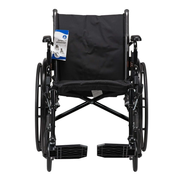 Dynarex DynaRide Series 3 Lite Wheelchair with Foot Rest, Padded Black Nylon Upholstery, 20" x 16" Seat & 350 lb. Weight Capacity, Silver Vein Frame, 1 Wheelchair