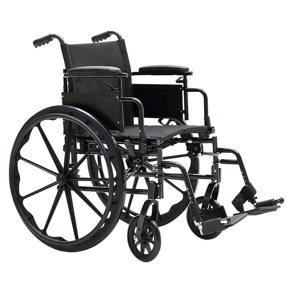 Dynarex DynaRide Series 4 X-Lite Wheelchair with Foot Rest, Black Nylon Upholstery, 20 x 16 Seat & 300 lb Weight Capacity, Black Frame, 1 DynaRide Series 4 X-Lite Wheelchair