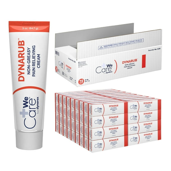 Dynarex DynaRub Cream - Mentholated Topical Muscle Pain Relief Cream - Helps Soothe Joint Swelling & Soreness - Cooling, Non-Greasy Formula - 3 oz Tubes, 72 per Case