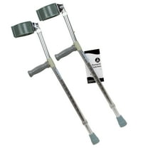 Dynarex Forearm Crutches - Adult, Push-Button Height Adjustment for Arm and Leg Height, Comfortable Hand Grips and Molded Arm Cuff, 300 Pound Weight Capacity, Grey, 1 Pair