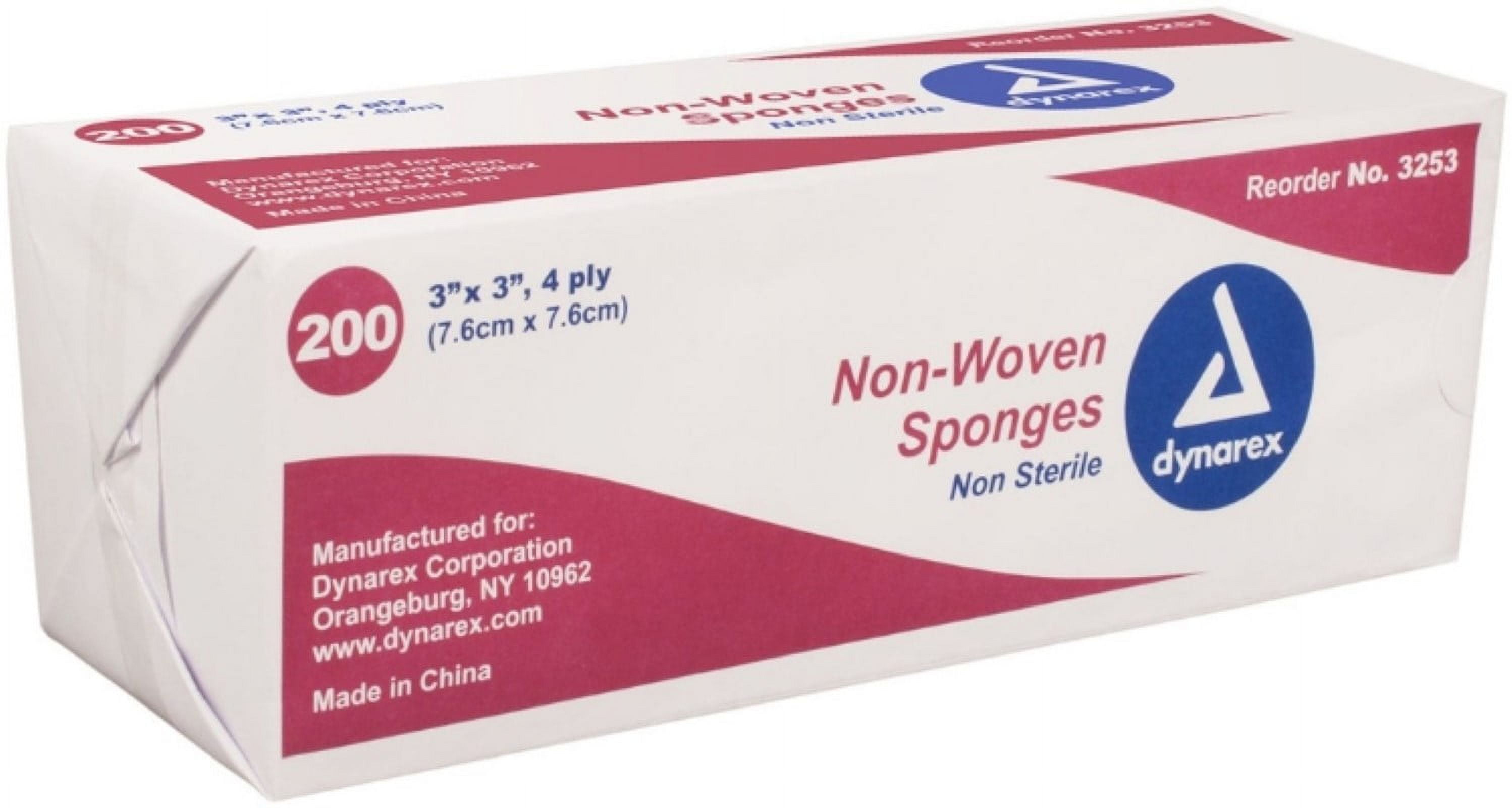 Dynarex Gauze Non- Woven Sponges Non-Sterile, 3 in x 3 in, 4 Ply, 200 Each - (Pack of 4)