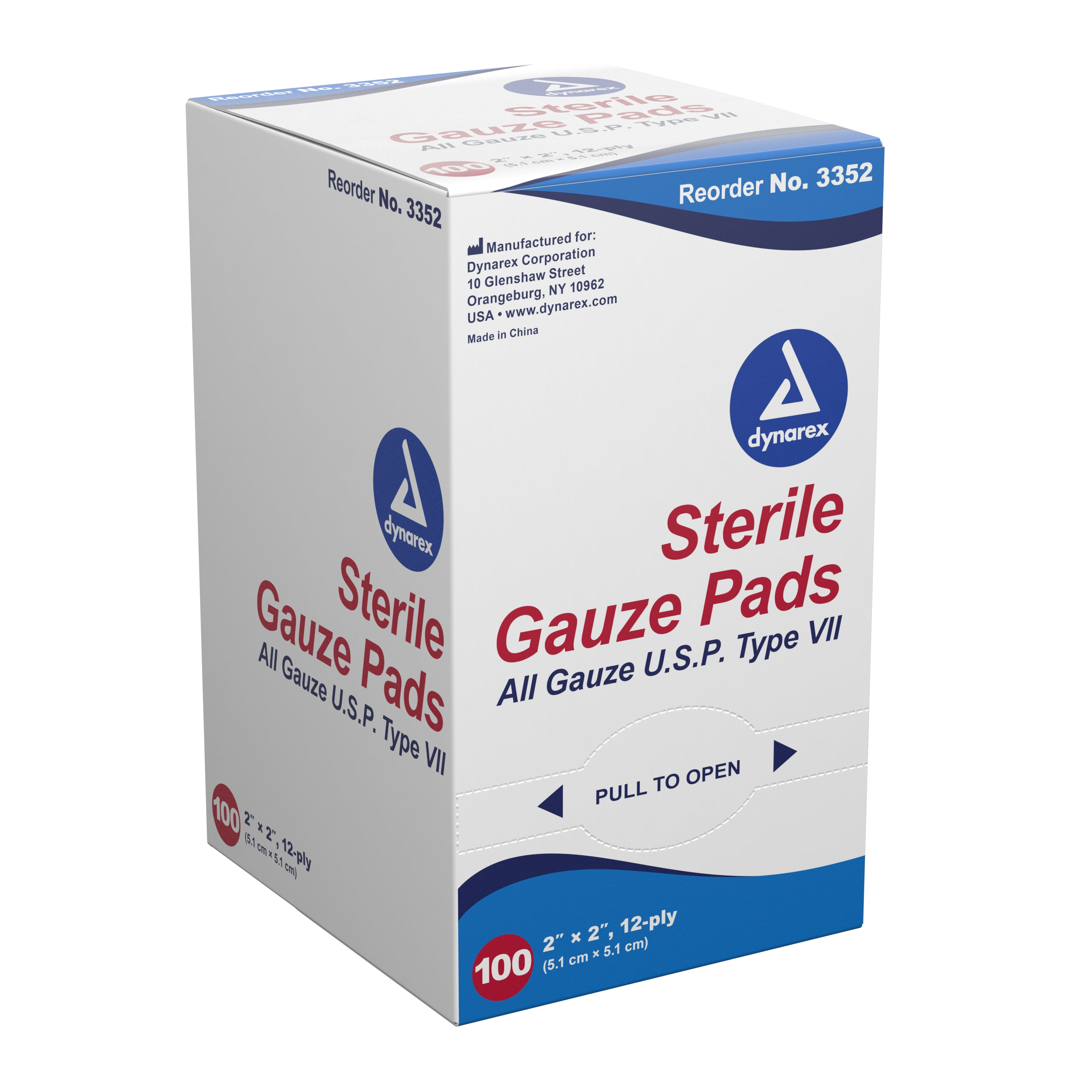 Dynarex Gauze Sponge 12-Ply 2 X Inch Square Sterile, 3352 - CASE OF 2400
