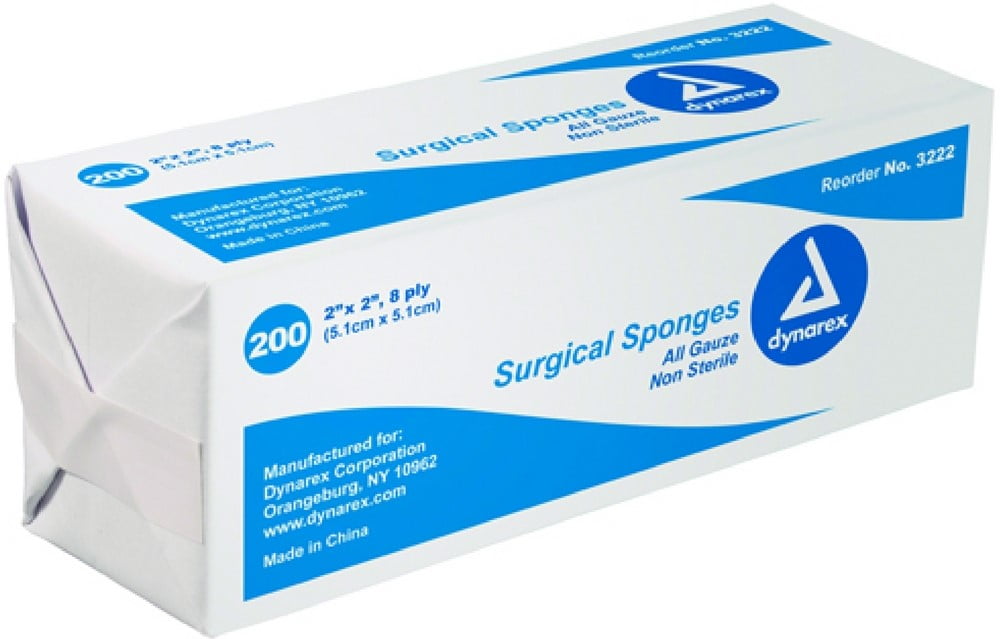 Dynarex Gauze Sponge Non-Sterile 3X3 12PLY 200 ea (Pack of 3)