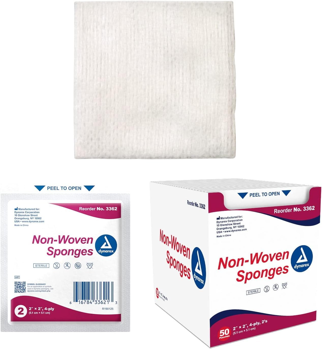 Lisco™ 2 inch x 2 inch Sponges, Non Sterile Bulk, 200/pk