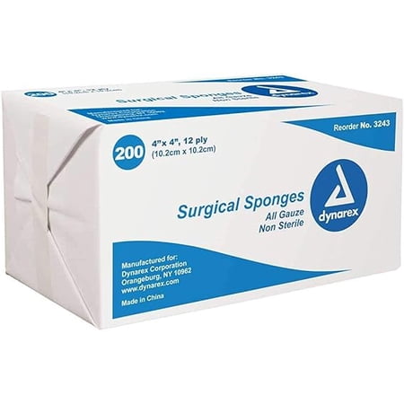 Dynarex Gauze Sponges Non Sterile -12 Ply 2 Inches X 2 Inches - 200 Ea