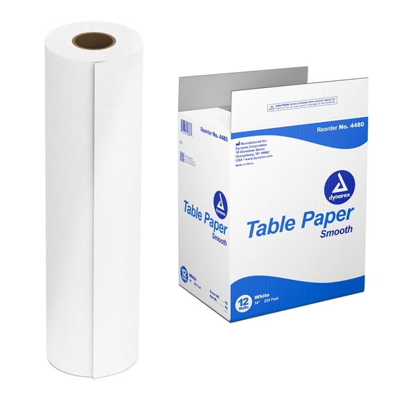 Dynarex Headrest Table Paper, Smooth and High-Quality Exam Table Paper, Used in Medical, Massage, and Chiropractic Tables to Protect Patients, 14" x 225 ft., 1 Case of 12 Table Papers, Smooth