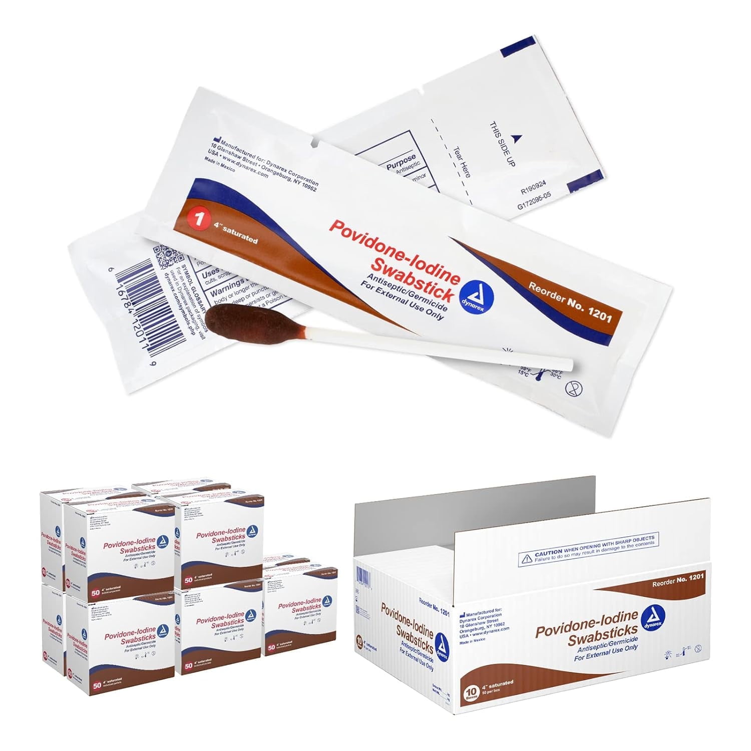 Dynarex Impregnated Swabstick NonSterile 10 Count(s) 50 Sticks/Count