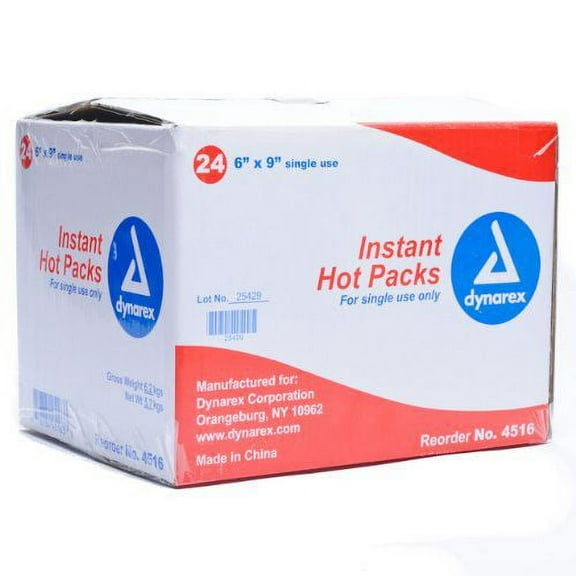 Dynarex Instant Hot Pack 5 Inches X 9 Inches, 24-Count - 2 Pack
