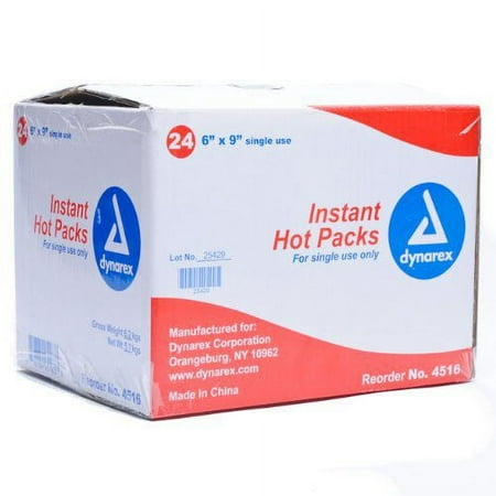 Dynarex Instant Hot Pack 5 Inches X 9 Inches, 24-Count 4 Pack