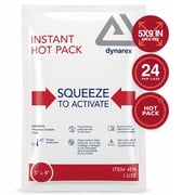 Dynarex Instant Hot Packs, Disposable Heat Pack for Warm Compress, 5  x 9 , 24 Count