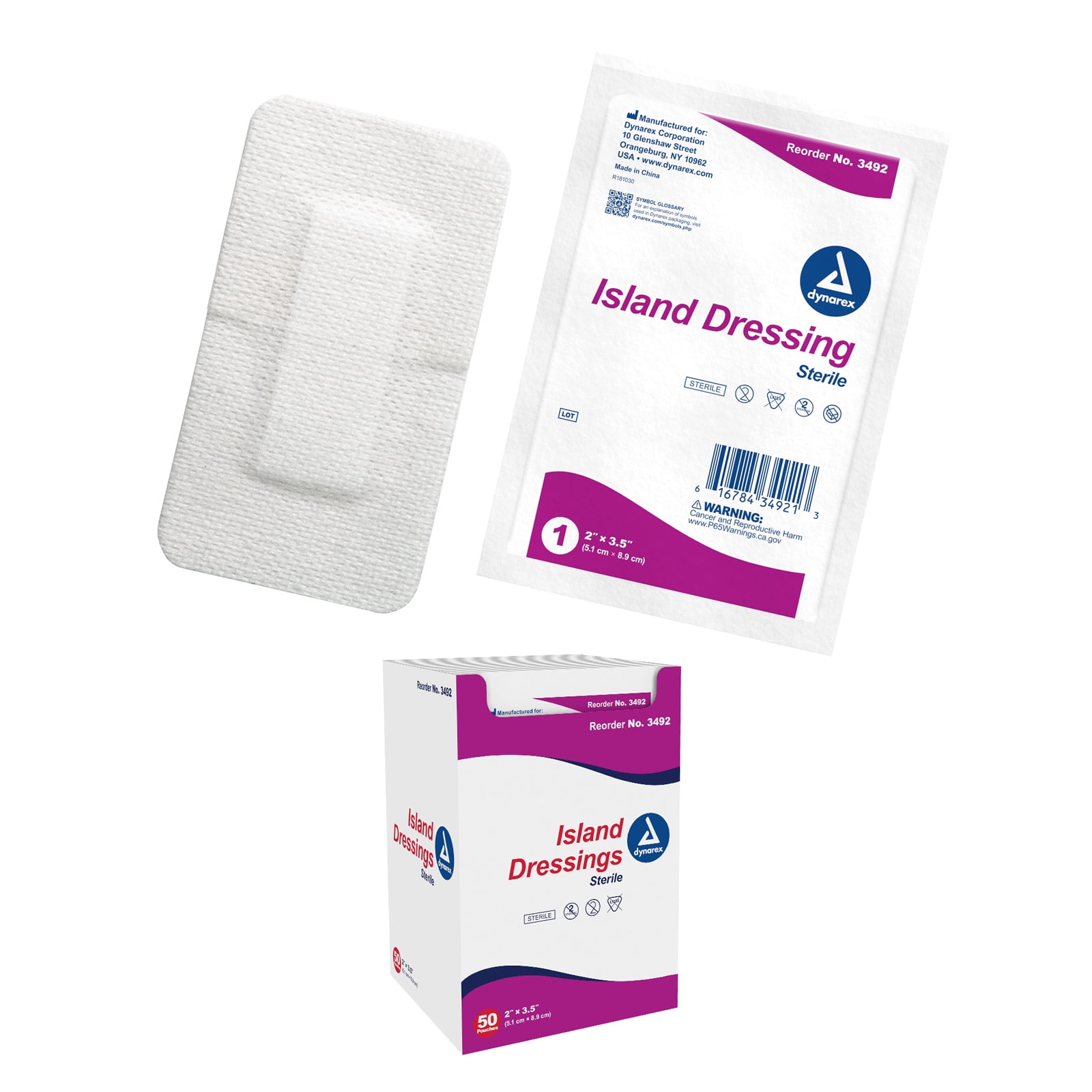 Dynarex Island Dressings Sterile, Wound or Blister Dressing, Individually Packaged, Highly