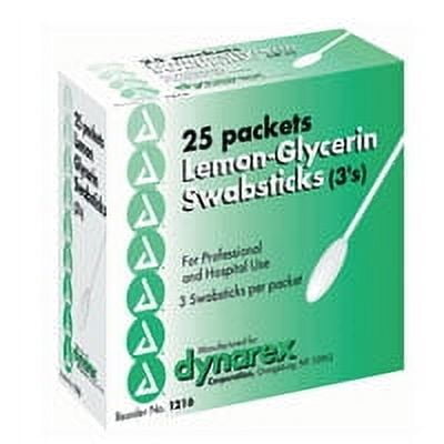 Dynarex Lemon Glycerin Swabsticks - 3/Pack, 25 Ea, 2 Pack