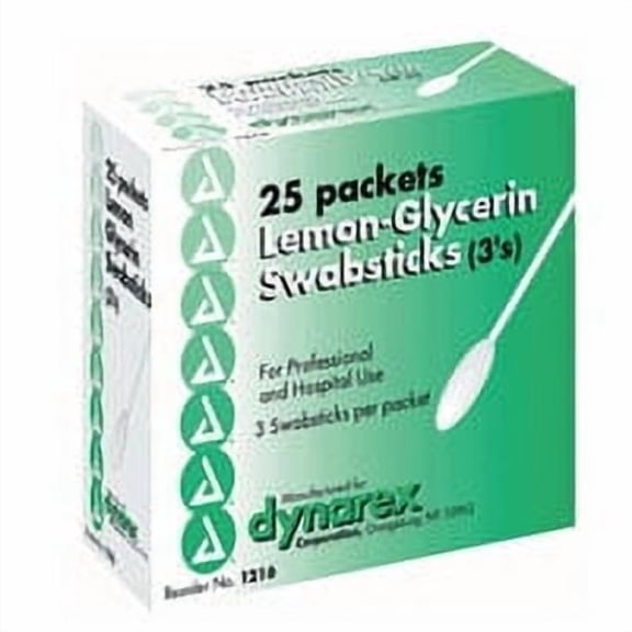 Dynarex Lemon Glycerin Swabsticks - 3/Pack, 25 Ea, 6 Pack