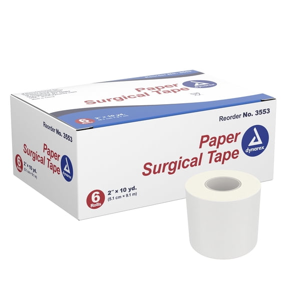 Dynarex Medical Tape 2" x 10 Yd 3553, 12 Boxes, 6 Rolls/Box
