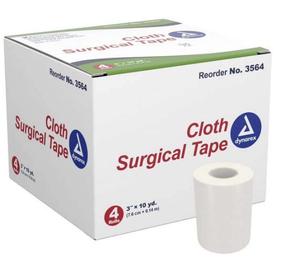 Dynarex Medical Tape Cloth 3 Inch X 10 Yard White NonSterile, Dynarex, 3564 Box of 4