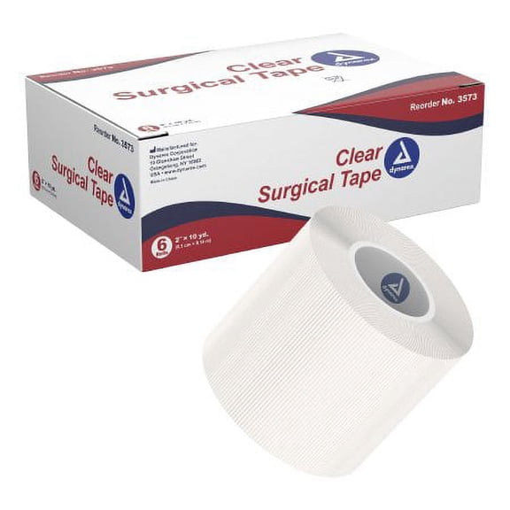 Dynarex Medical Tape Porous Adhesive 2 Inch X 10 Yard Transparent NonSterile Box of 6 - 3573