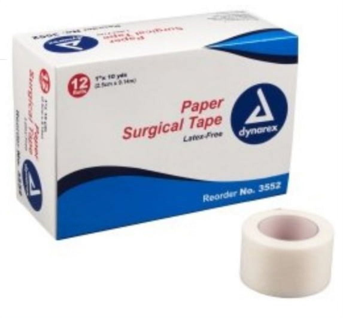 Dynarex Porous Tape - Adhesive Medical Tape for Wound Care - Non Sterile,  Easy to Tear, No Natural Rubber Latex - White, 1 x 10 Yards Per Roll, 1